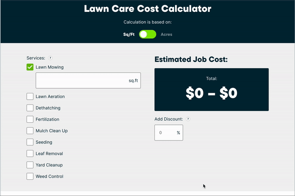 Lawn Care cost calculator gif of lawn care cost calculator