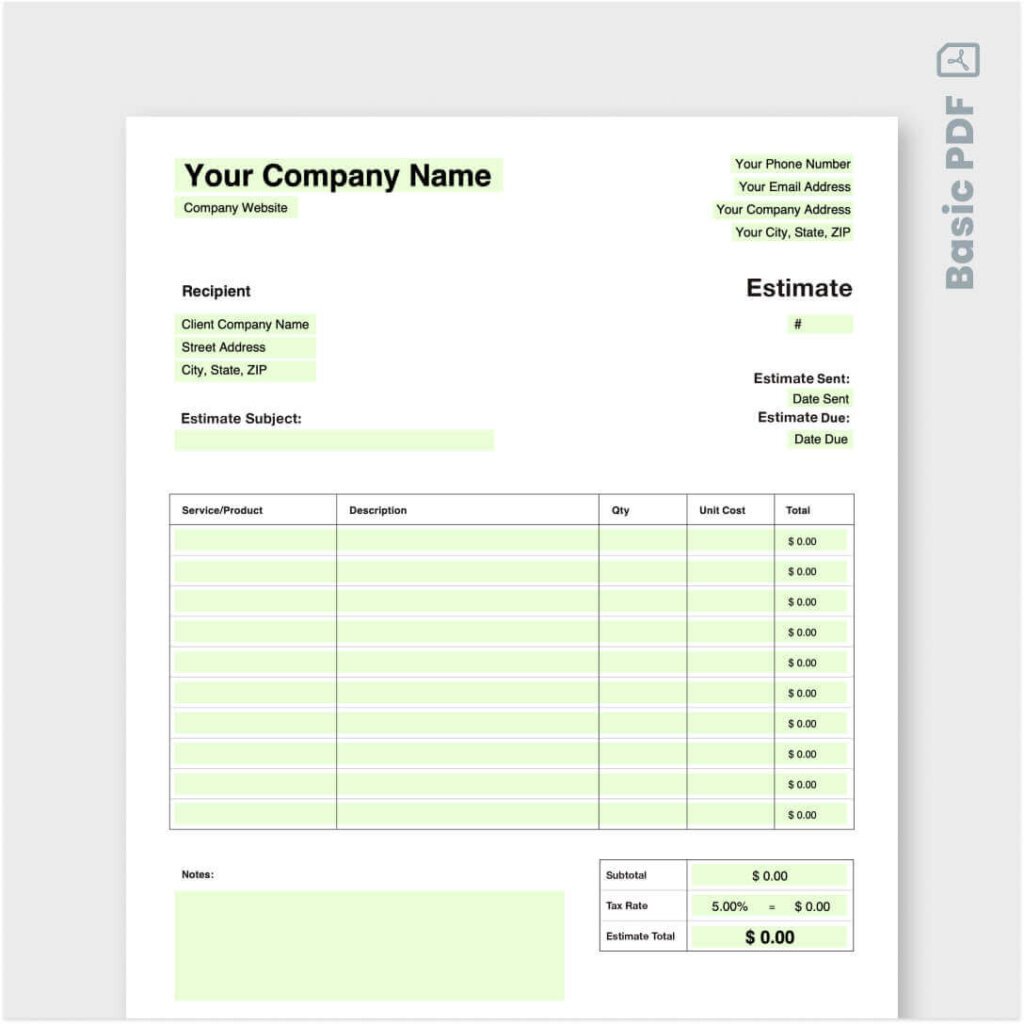 carpet cleaning estimate template