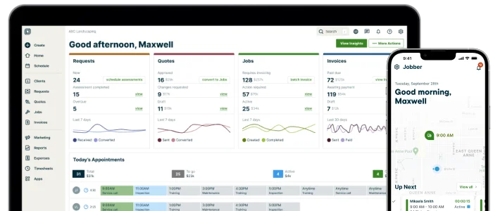 Desktop and Mobile view of Jobber
