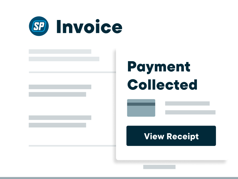 a blank invoice with an overlay modal displaying payment collected