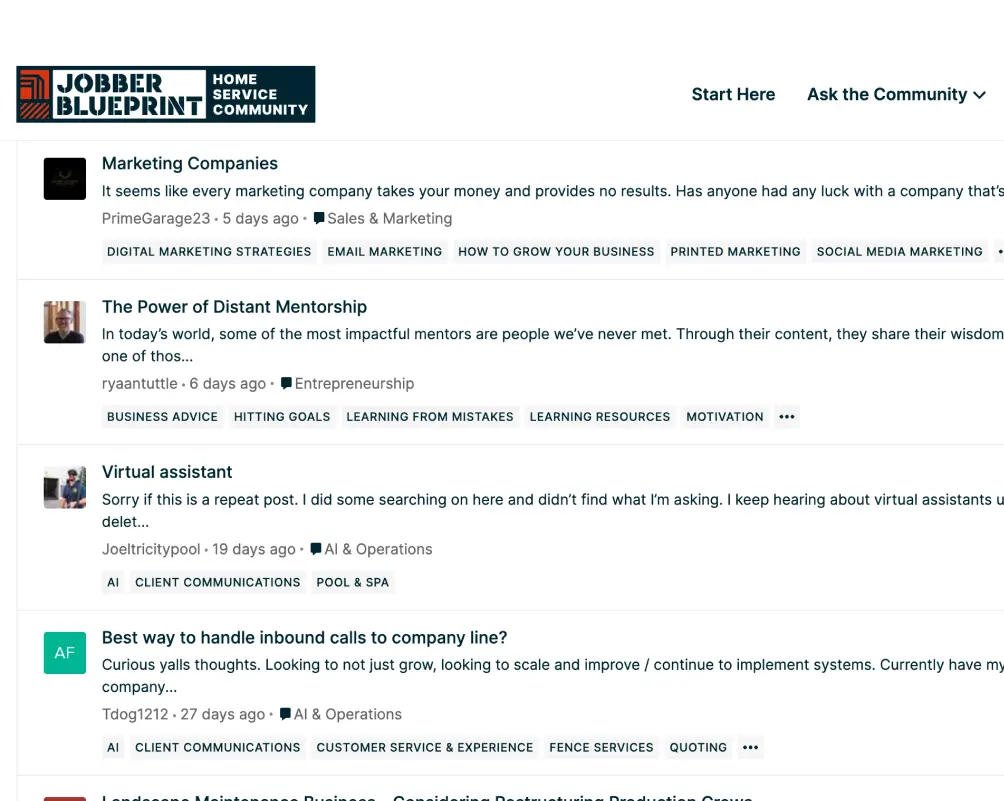 Jobber Community Screenshot