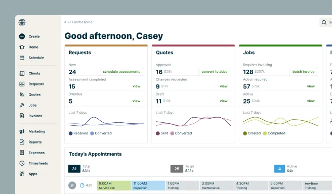 Graphic of a dashboard of the Jobber desktop App