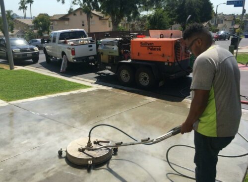 Pressure Washing on Driveway