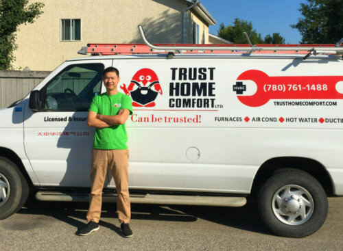 Image of HVAC technician using software