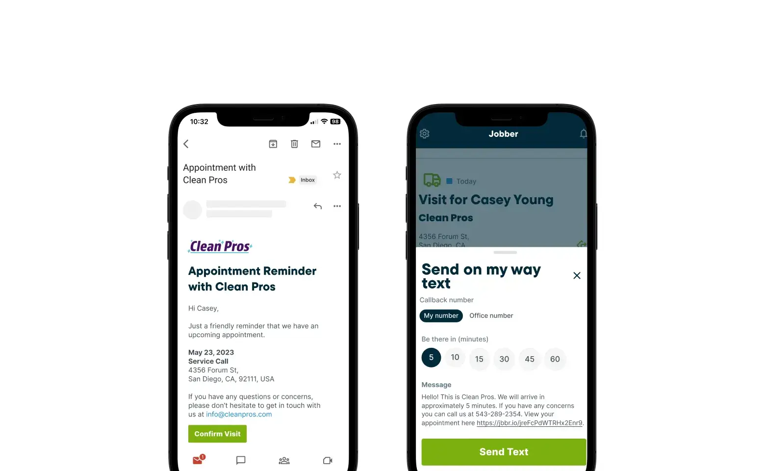 Automated client communication software by Jobber