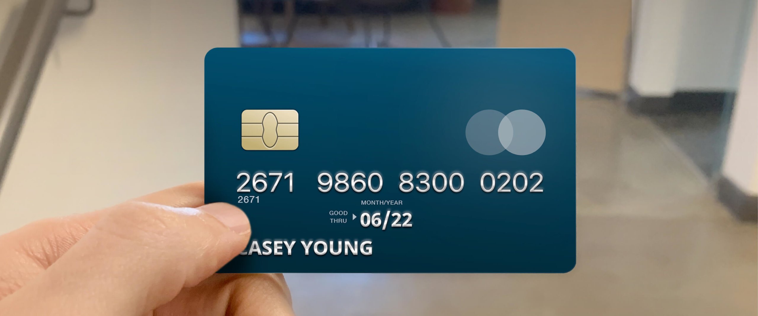 A credit card held up.