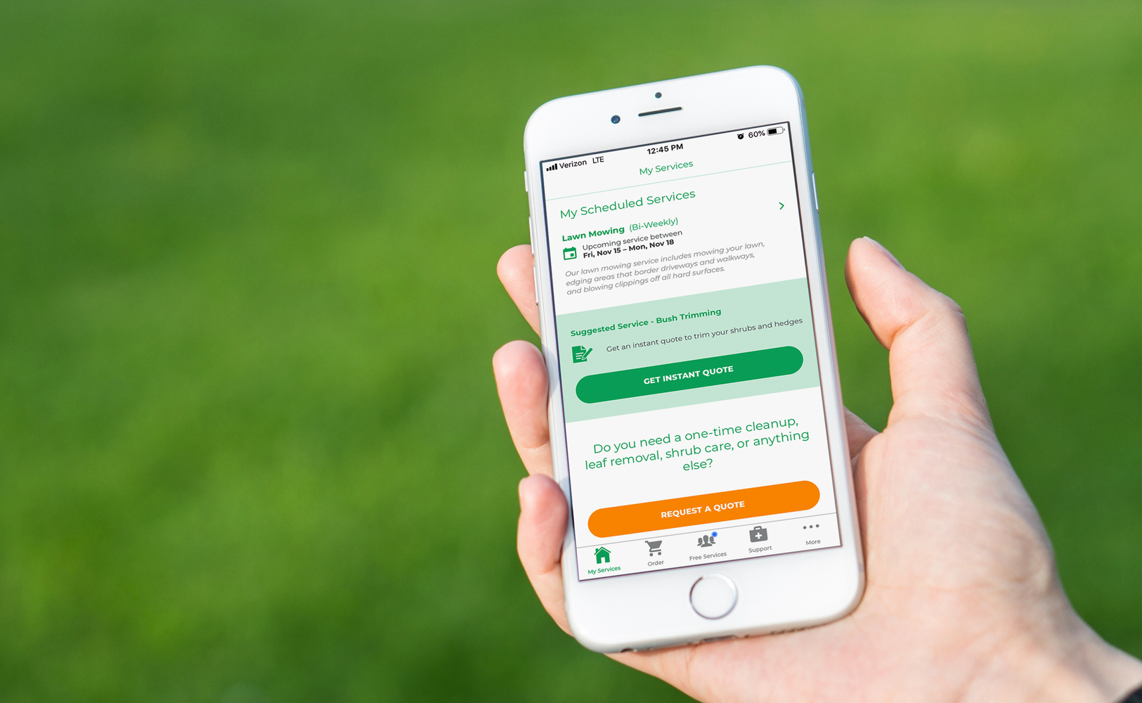 mobile device displaying Lawn Starter app