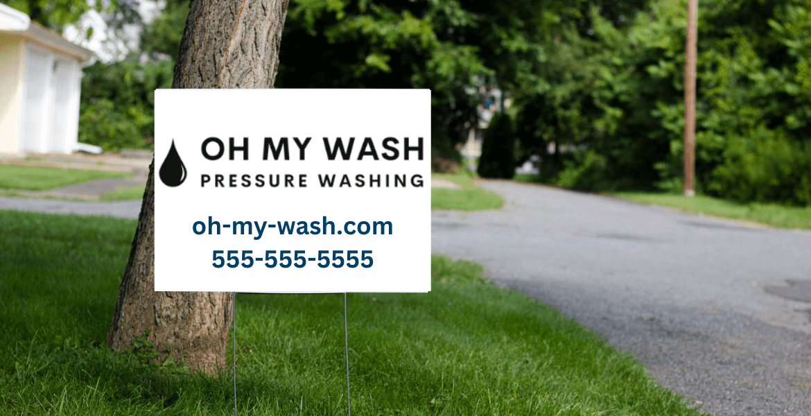image of pressure washing lawn sign