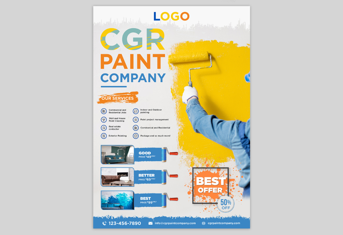 image of painting flyer A3 template
