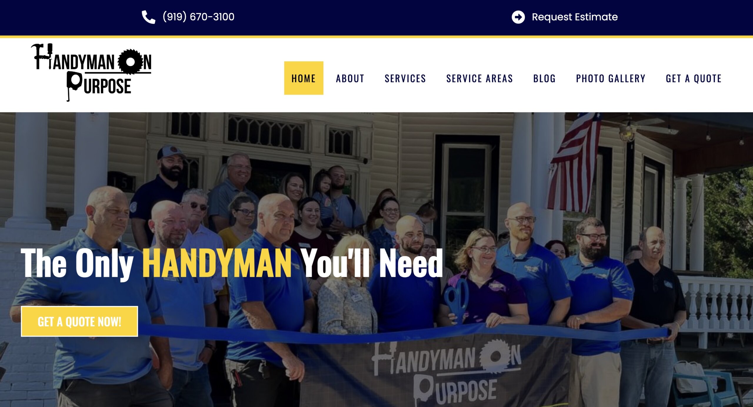 image of Handyman on Purpose's website homepage