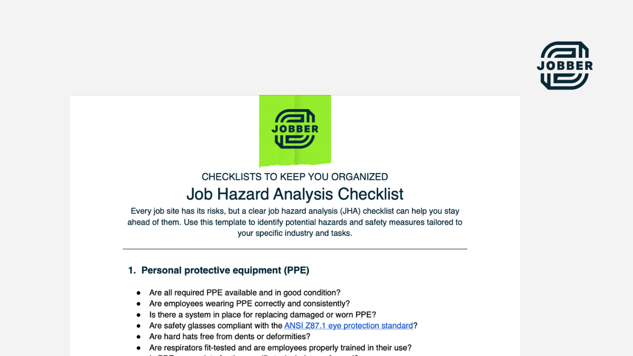 preview image of the job hazard analysis checklist download template