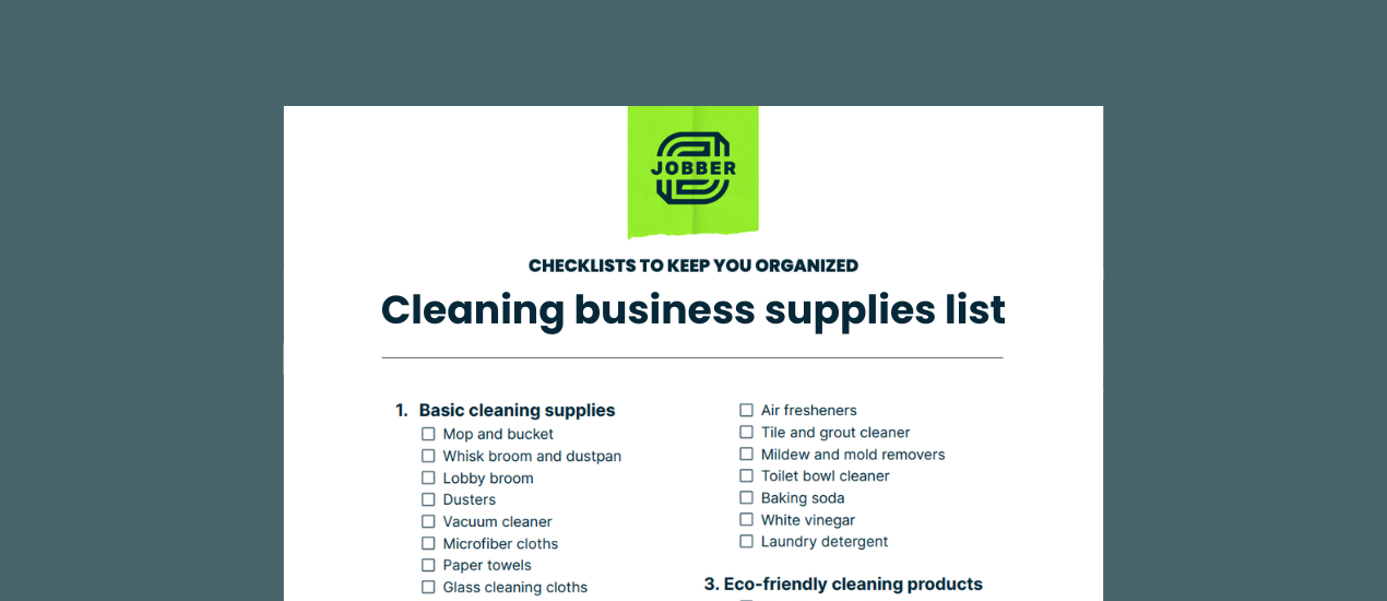 Downloadable checklist for cleaning business supplies