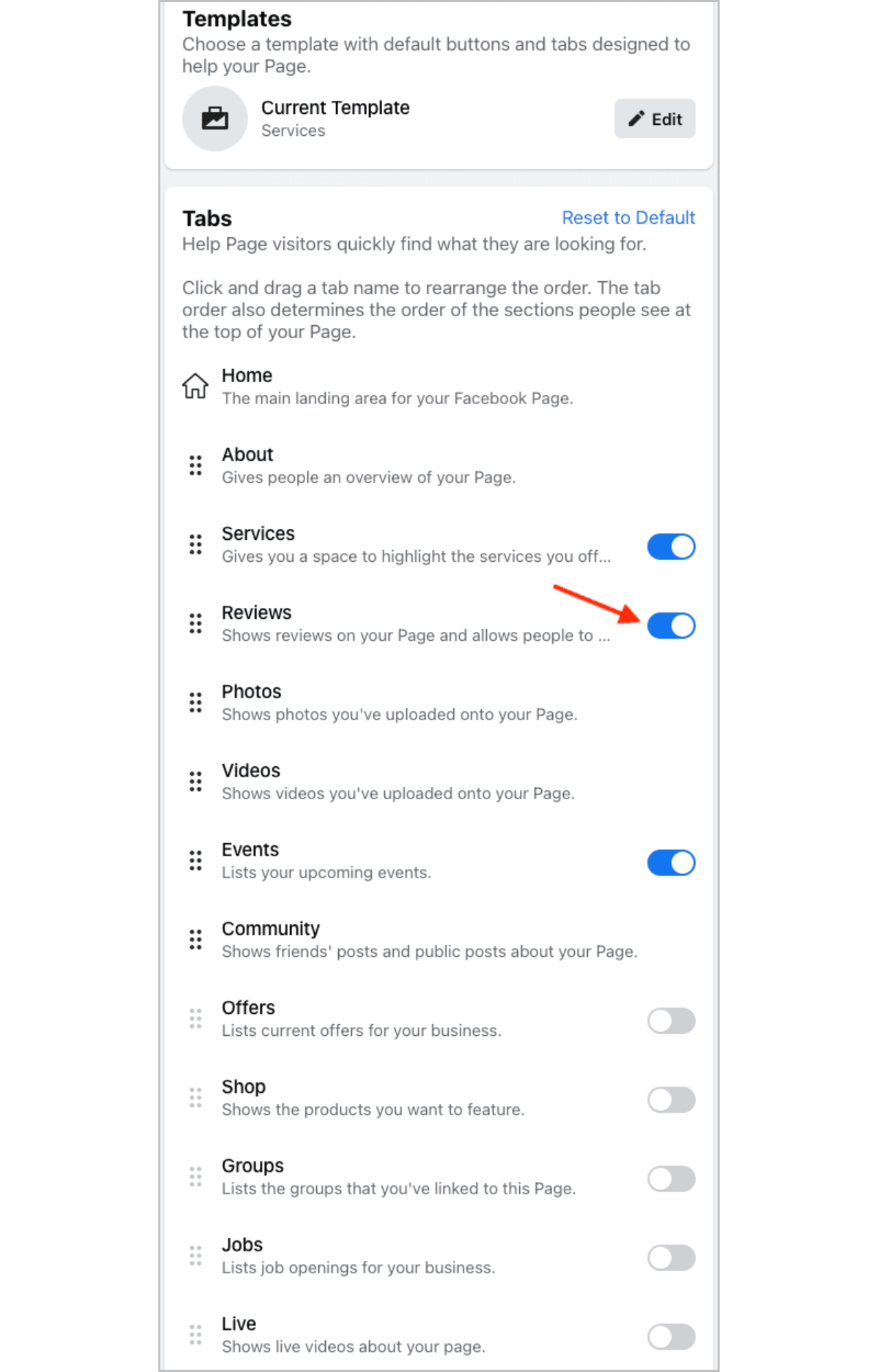 How to turn off Facebook reviews