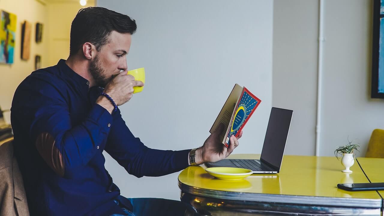 image of an entrepreneur reading a book