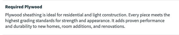 Example of a detailed line item description on a quote