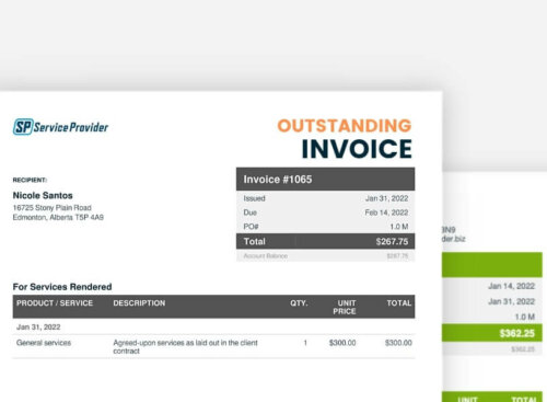 Outstanding invoice example