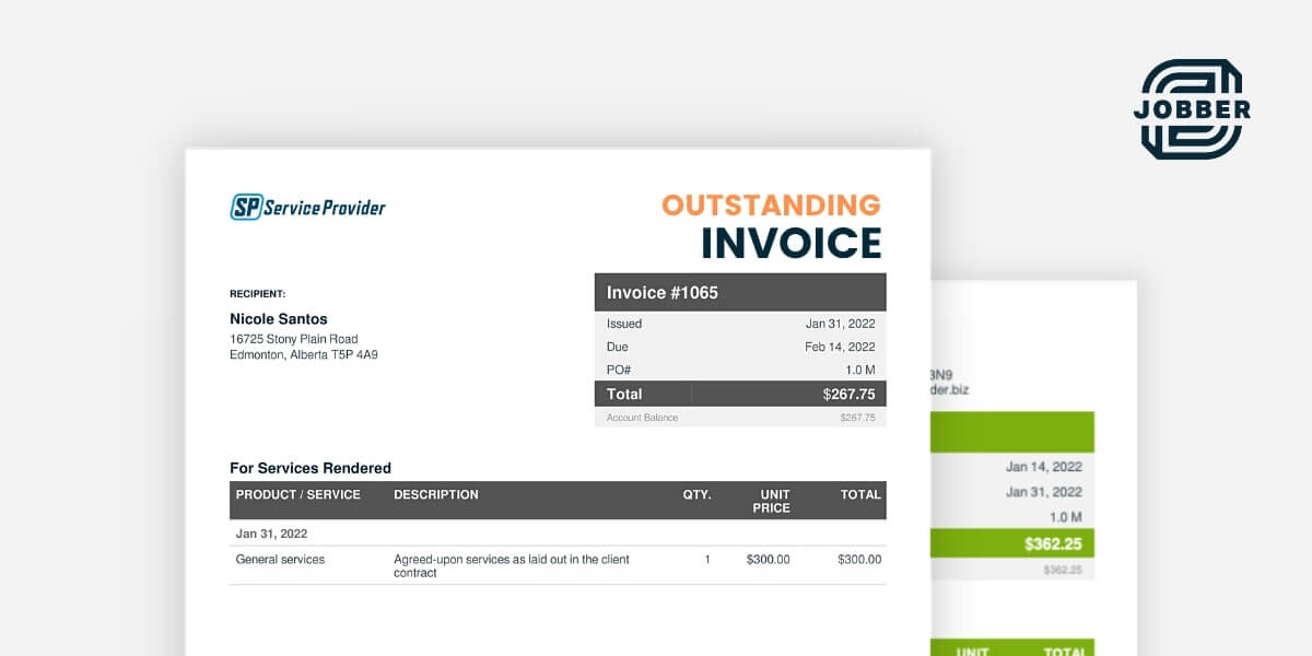 Outstanding invoice example