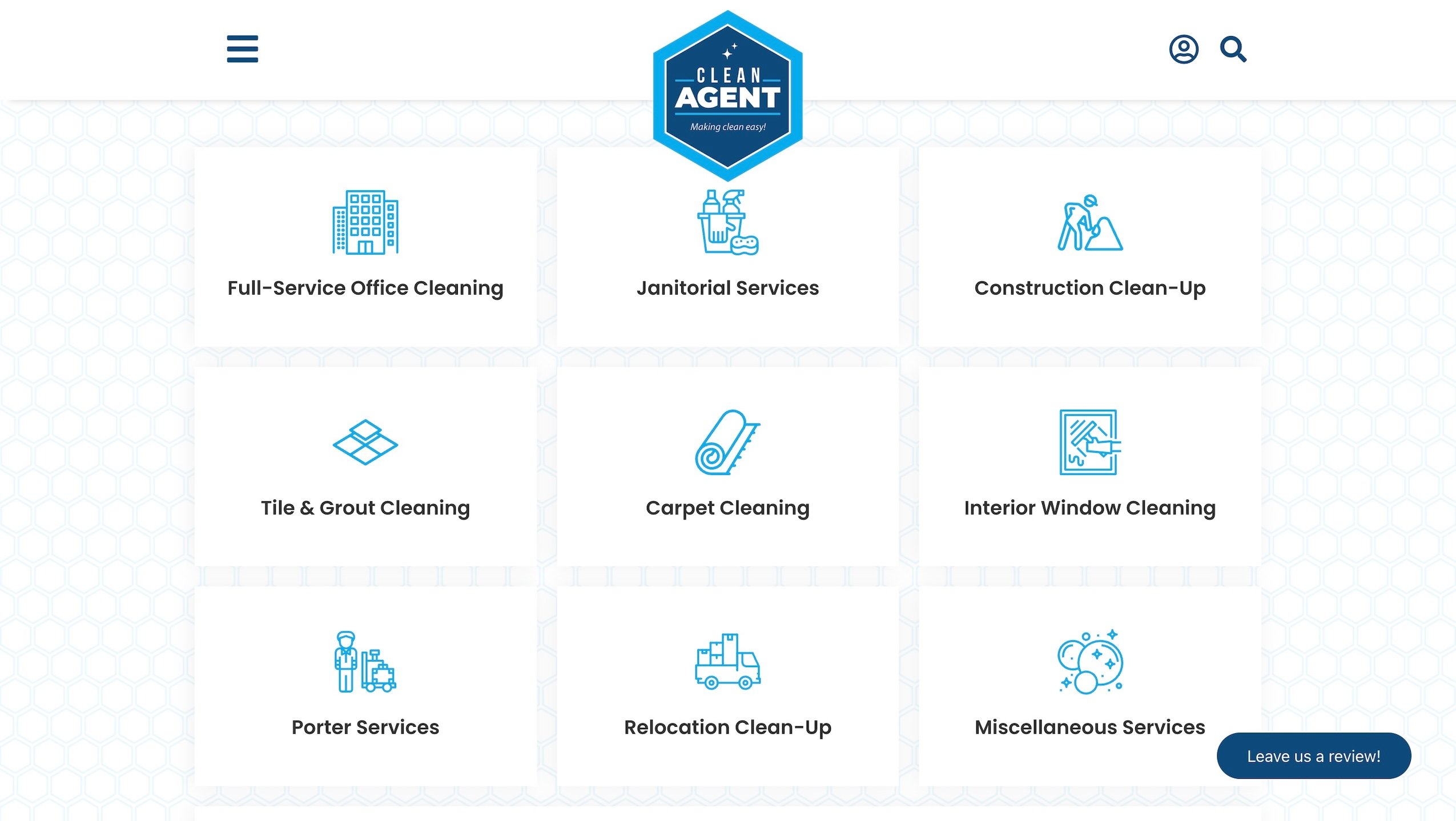 image of Clean Agent's cleaning website