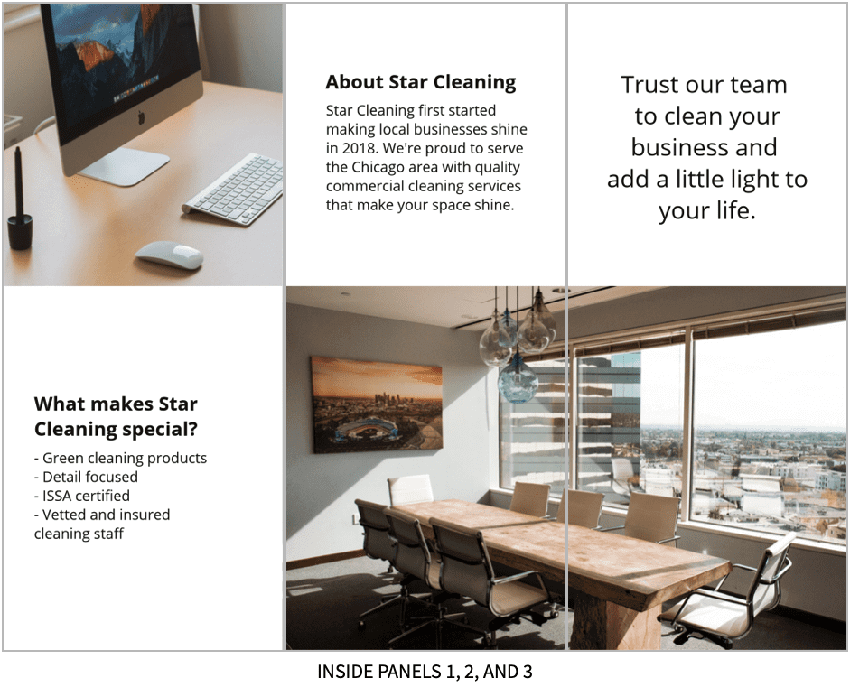Cleaning flyers - commercial cleaning brochure inside