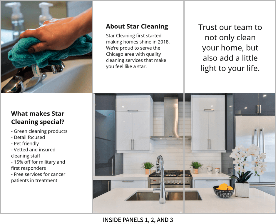 Cleaning flyers - residential cleaning brochure inside