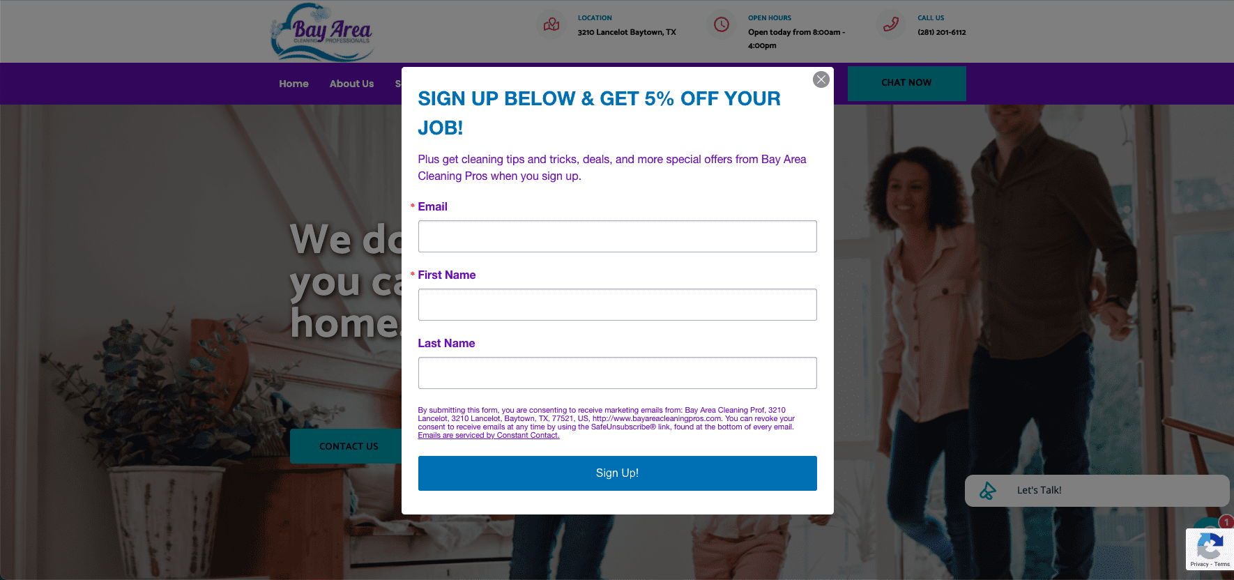 Cleaning websites - email newsletter screenshot