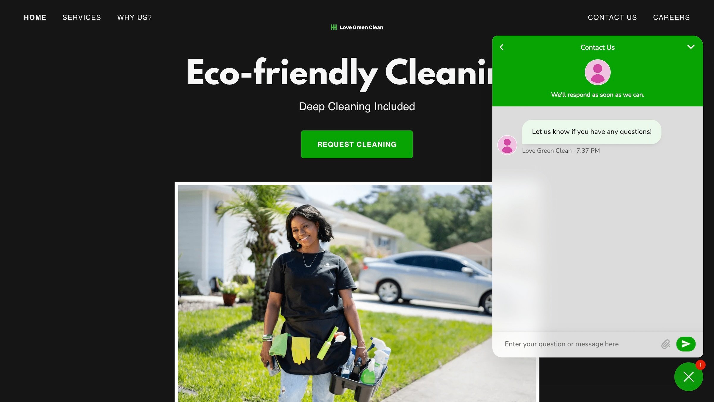 image of Love Green Clean's website