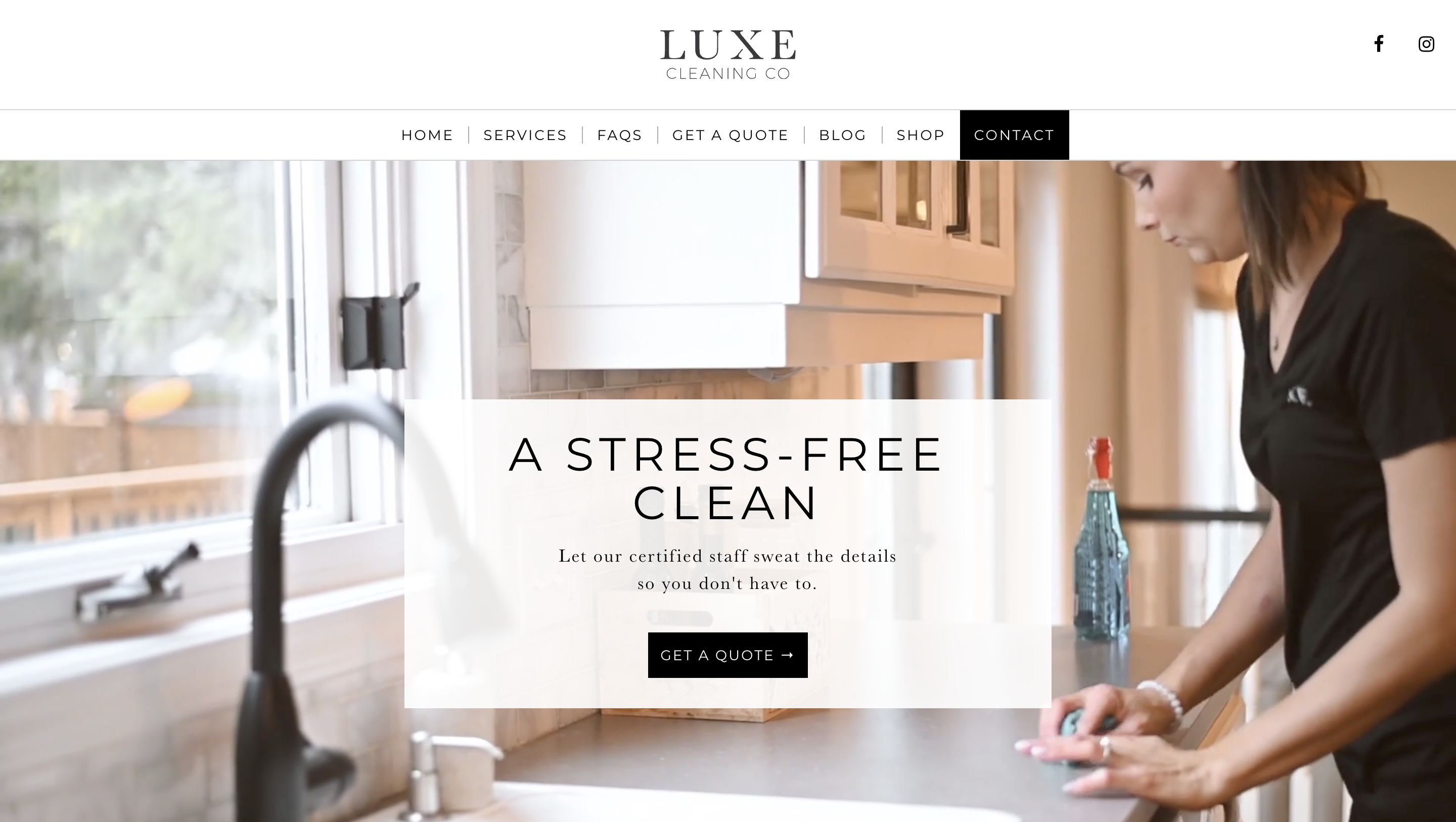 image of Luxe Cleaning Co's website