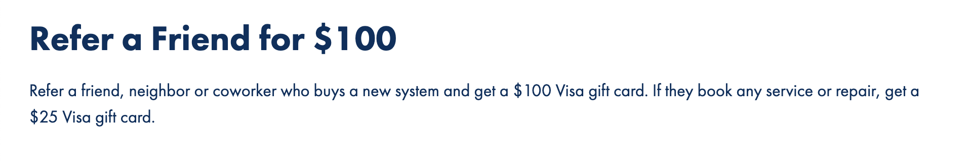 Example of a referral program with prepaid Visa gift cards as an incentive