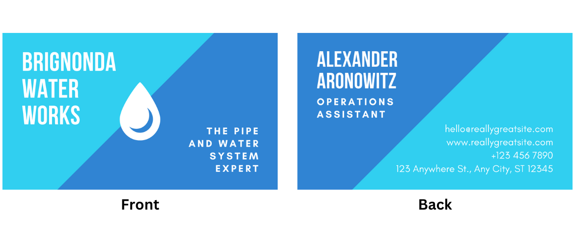 image of a modern plumbing business card