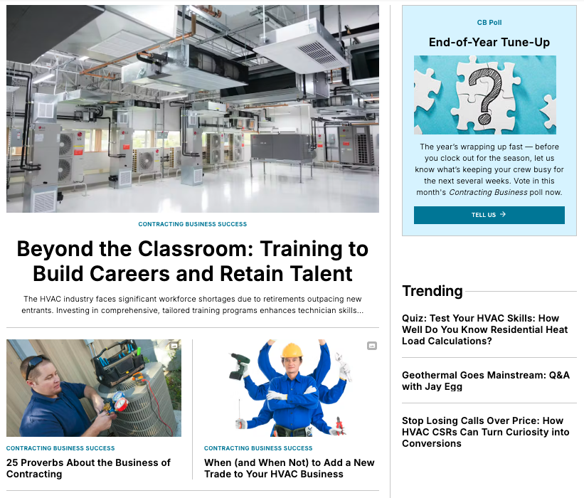 image of Contracting business blog for HVAC service providers