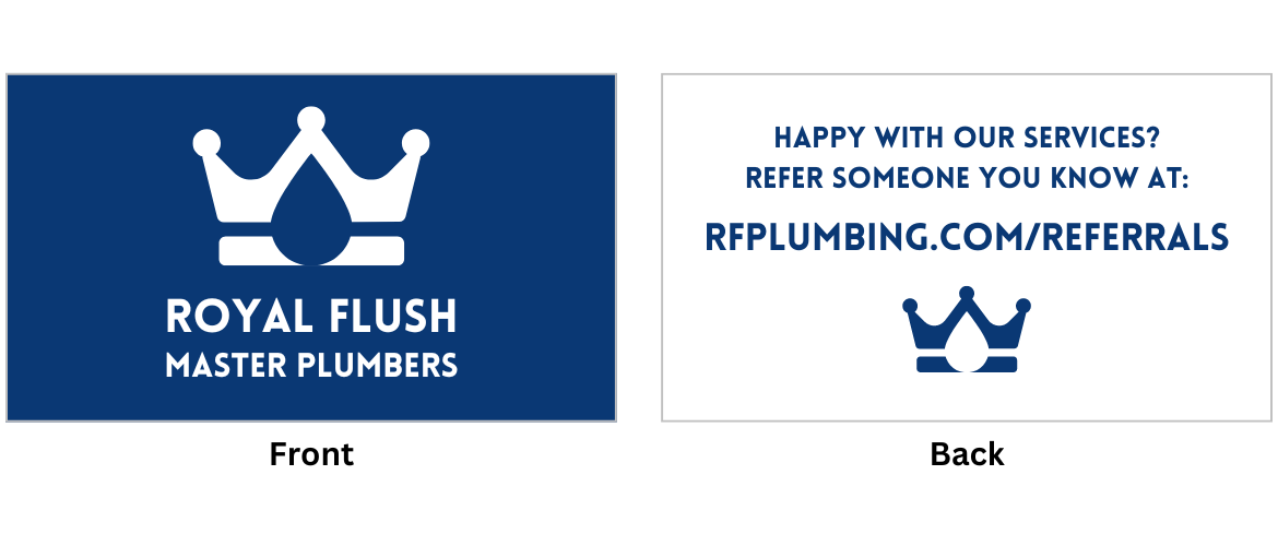 example of a plumbing referral business card