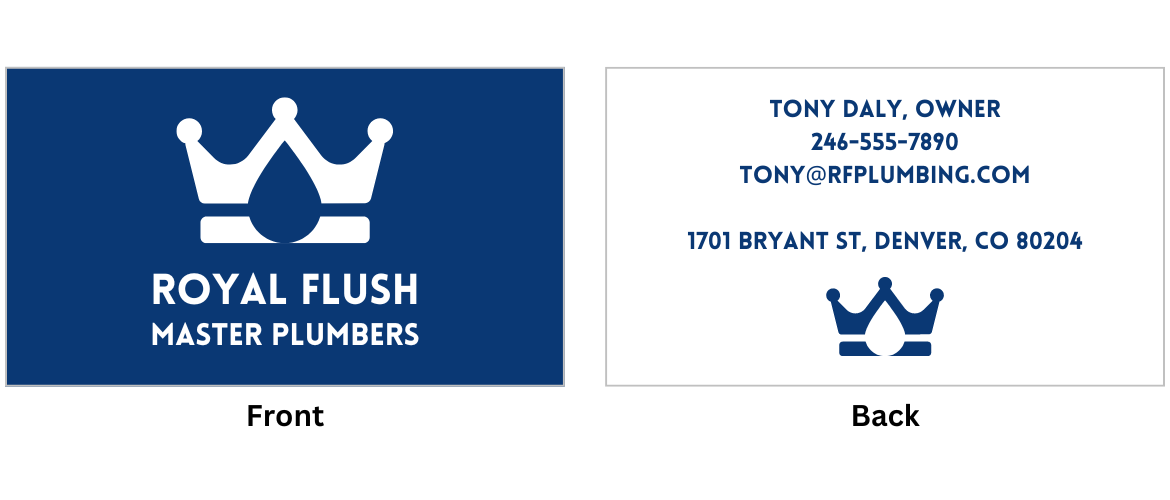 image of professional plumbing business card