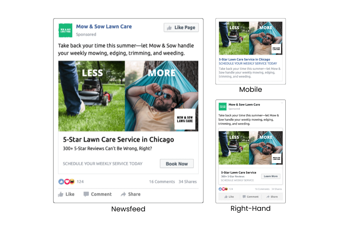 Facebook ad example screenshots