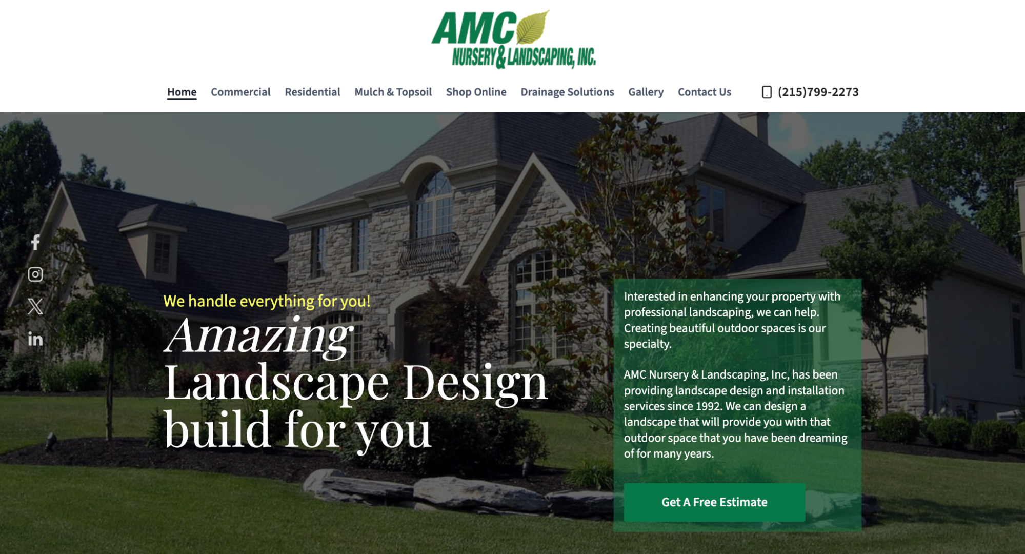 image of AMC Nursery's website