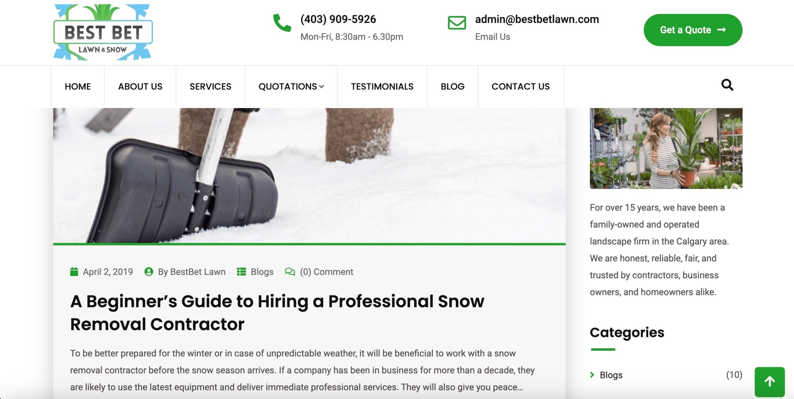 image of Best Bet Lawn & Snow's blog web page