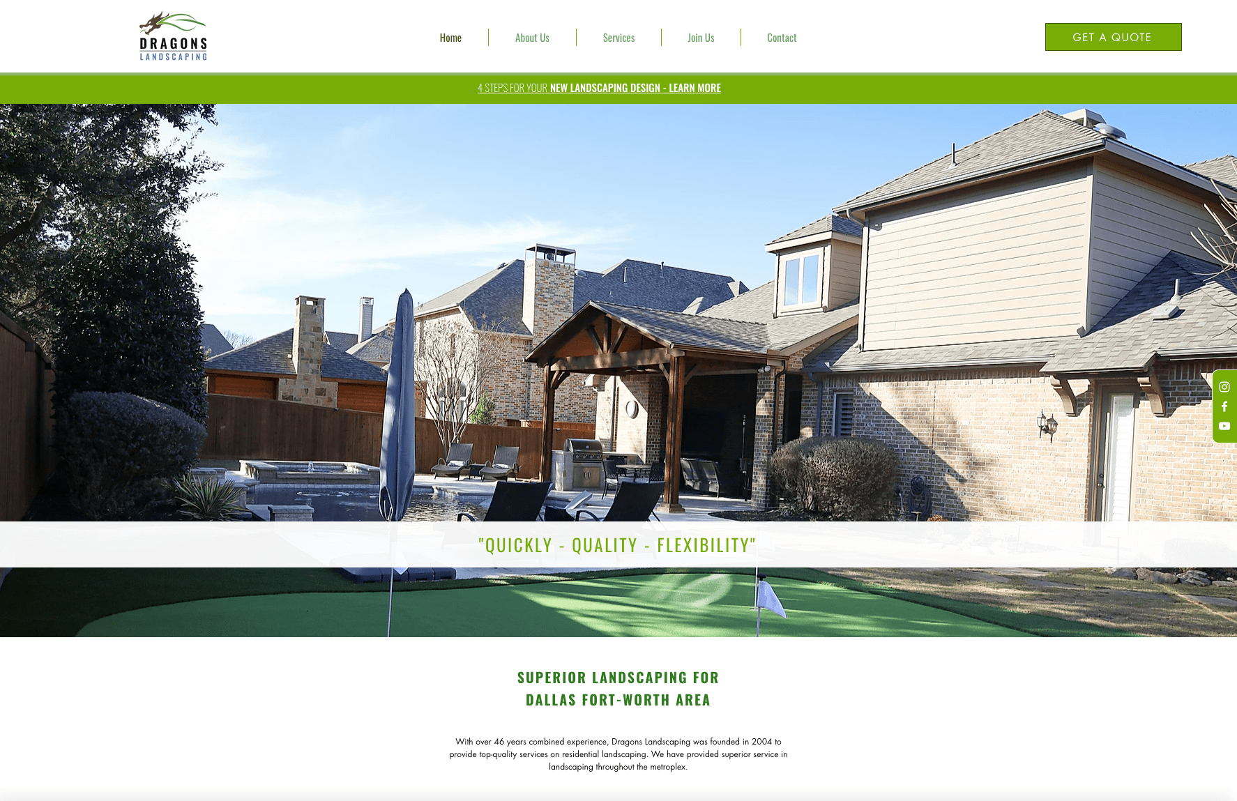 image of Dragons Landscaping website home page