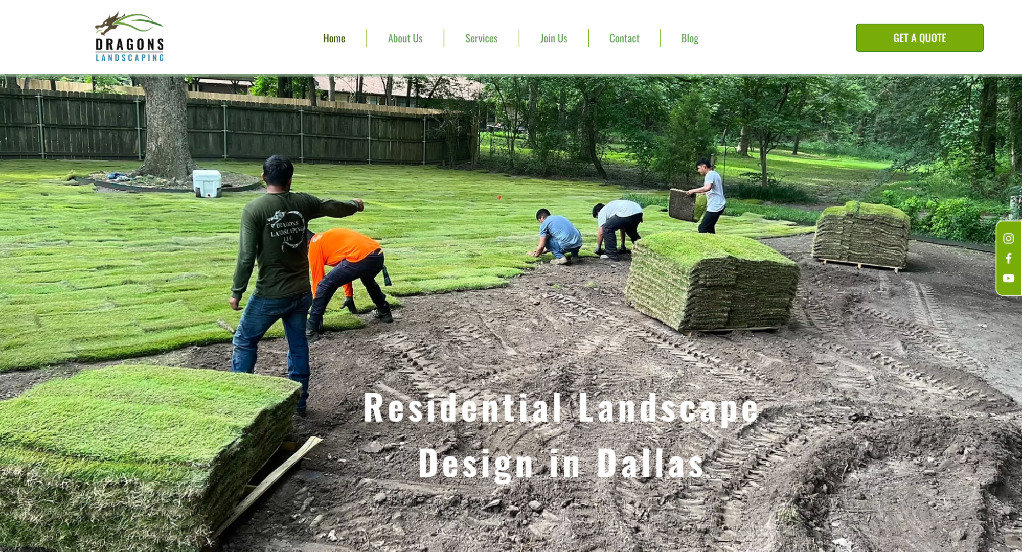 image of Dragons Landscaping website home page