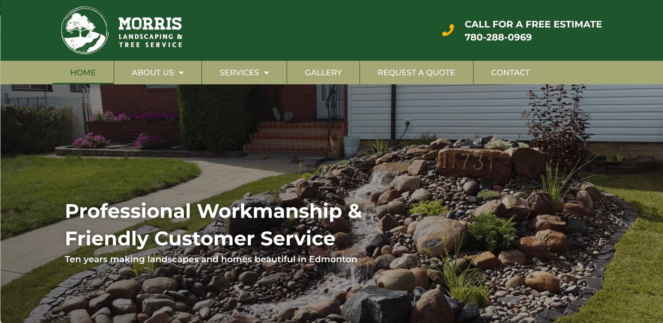 image of Morris Landscaping & Tree Services website
