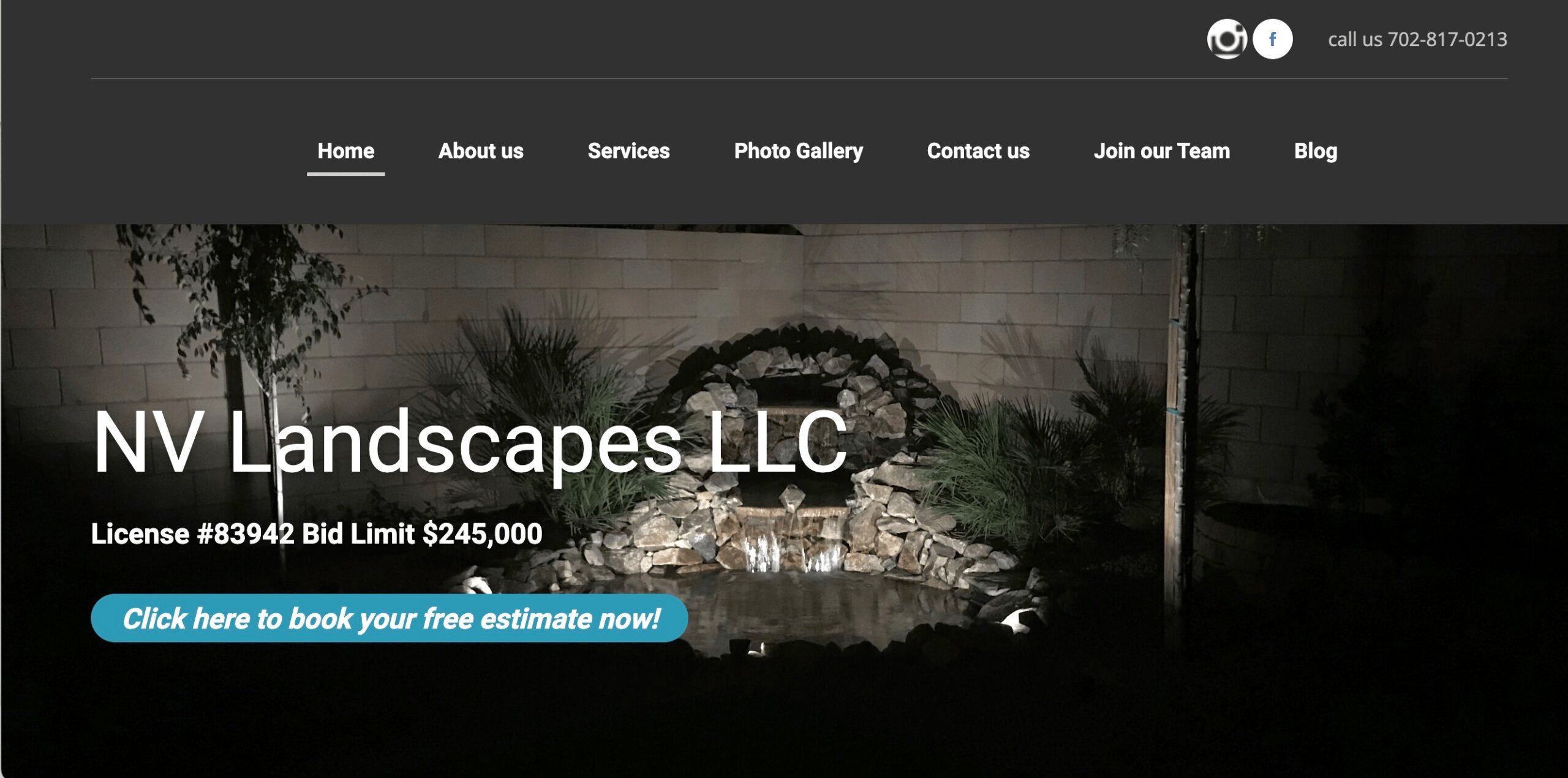 image of NV Landscapes LLC website