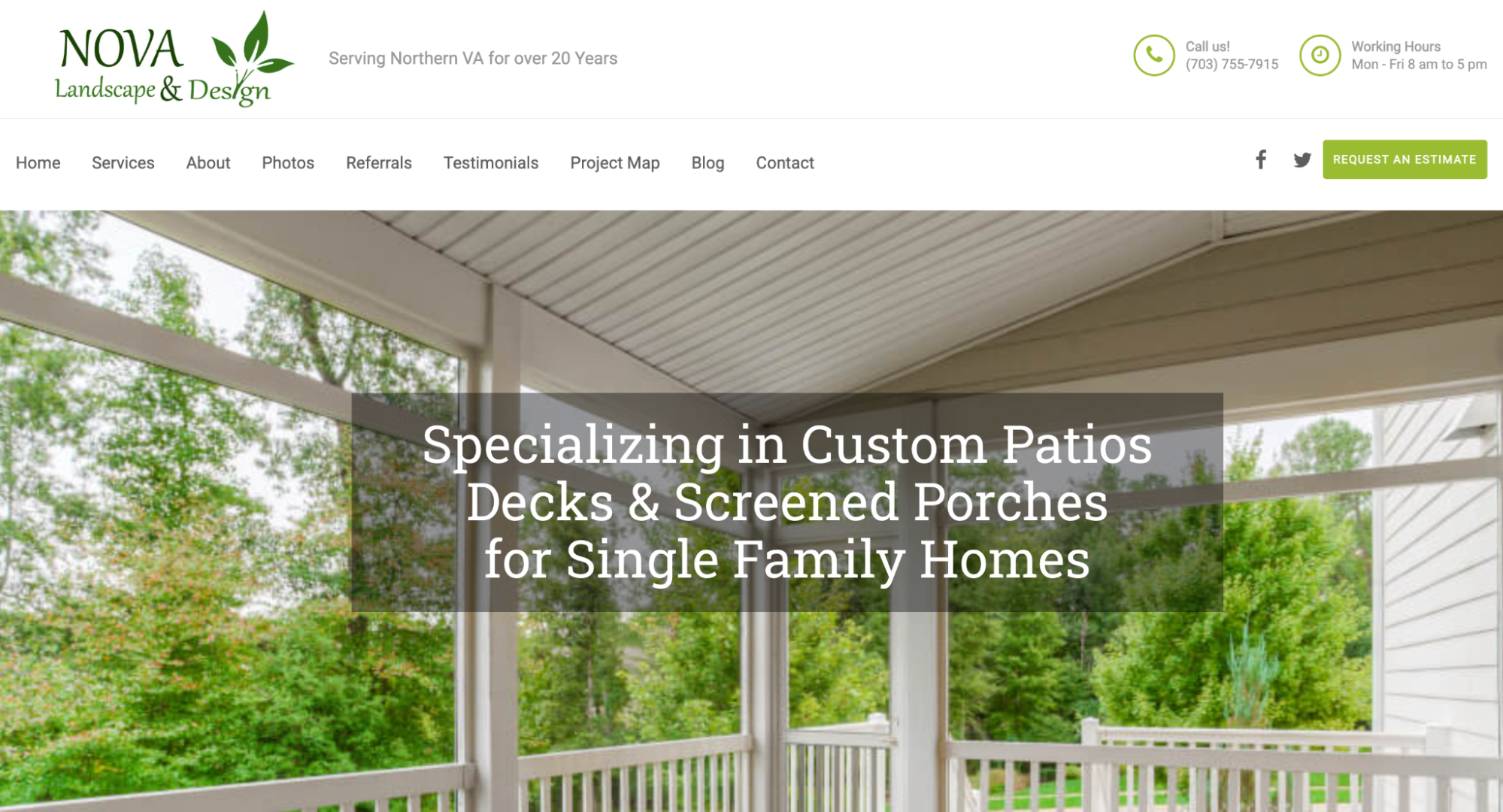 image of Nova Landscape & Design website