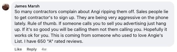 image of Angi customer complaint