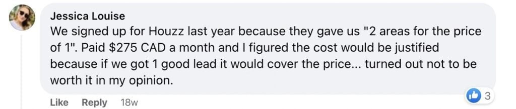 Houzz Facebook Review
