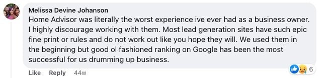 image of negative HomeAdvisor review