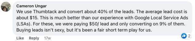 Thumbtack Facebook Review