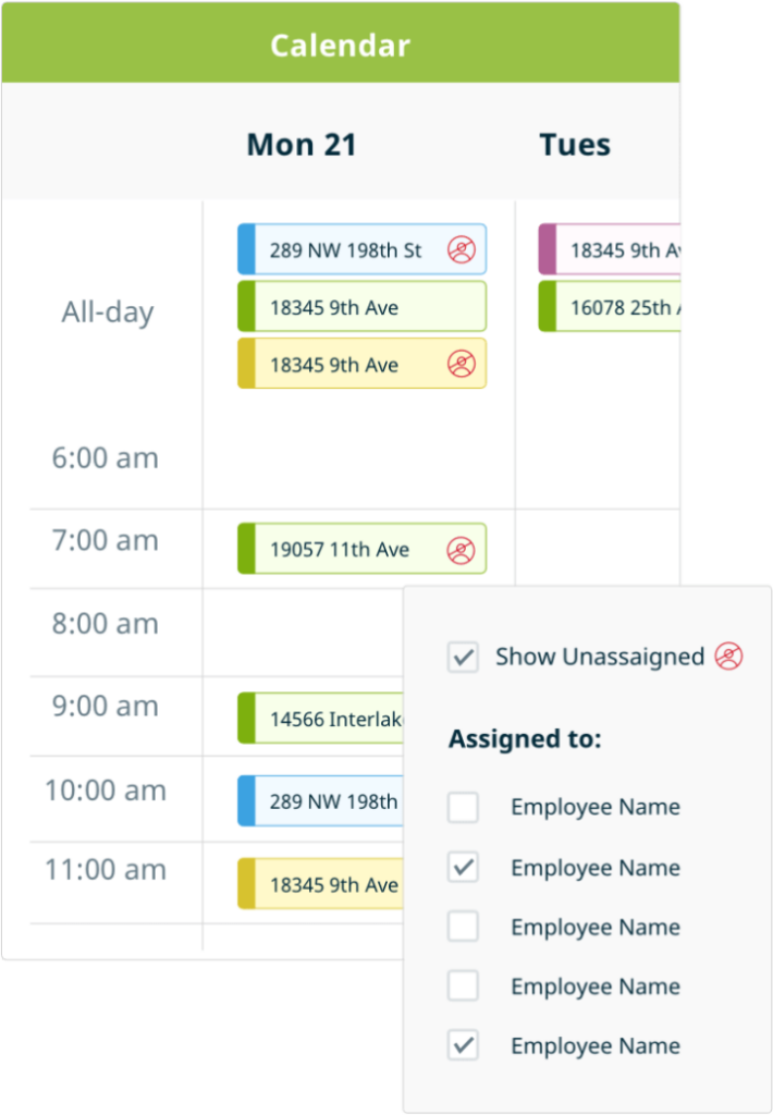 image of scheduling in Jobber's mobile app