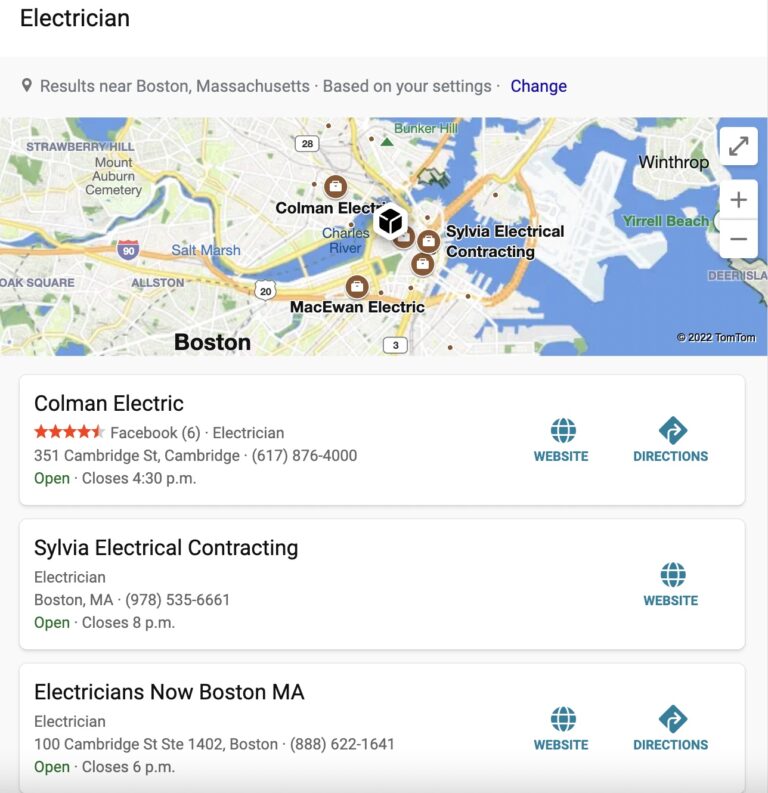 image of electrician's listing on Bing Places