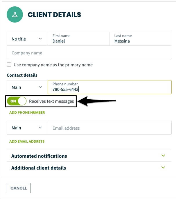 image of opt-in for text messages in Jobber