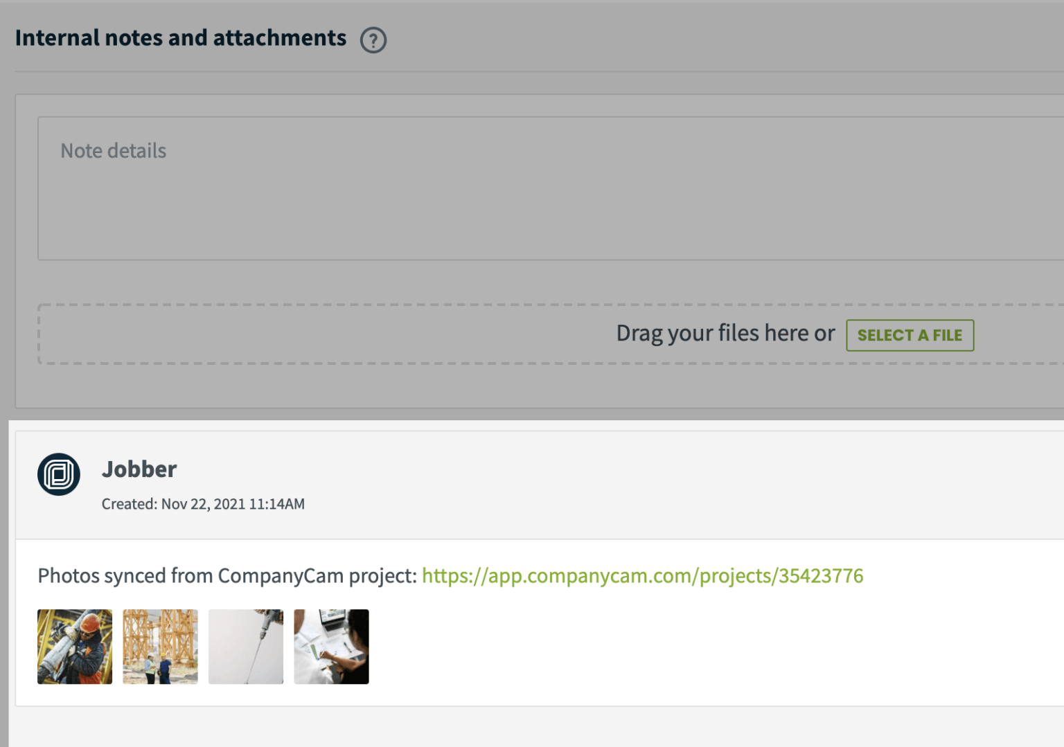 image of CompanyCam integration with Jobber