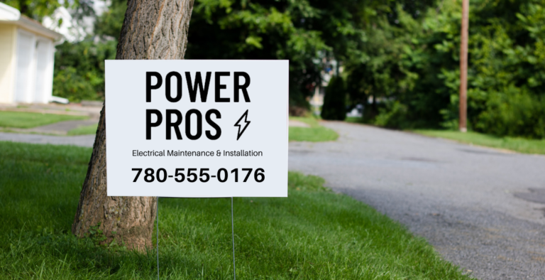 image of an electrician's lawn sign