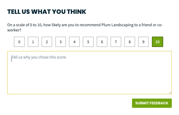 image of NPS feedback email in Jobber